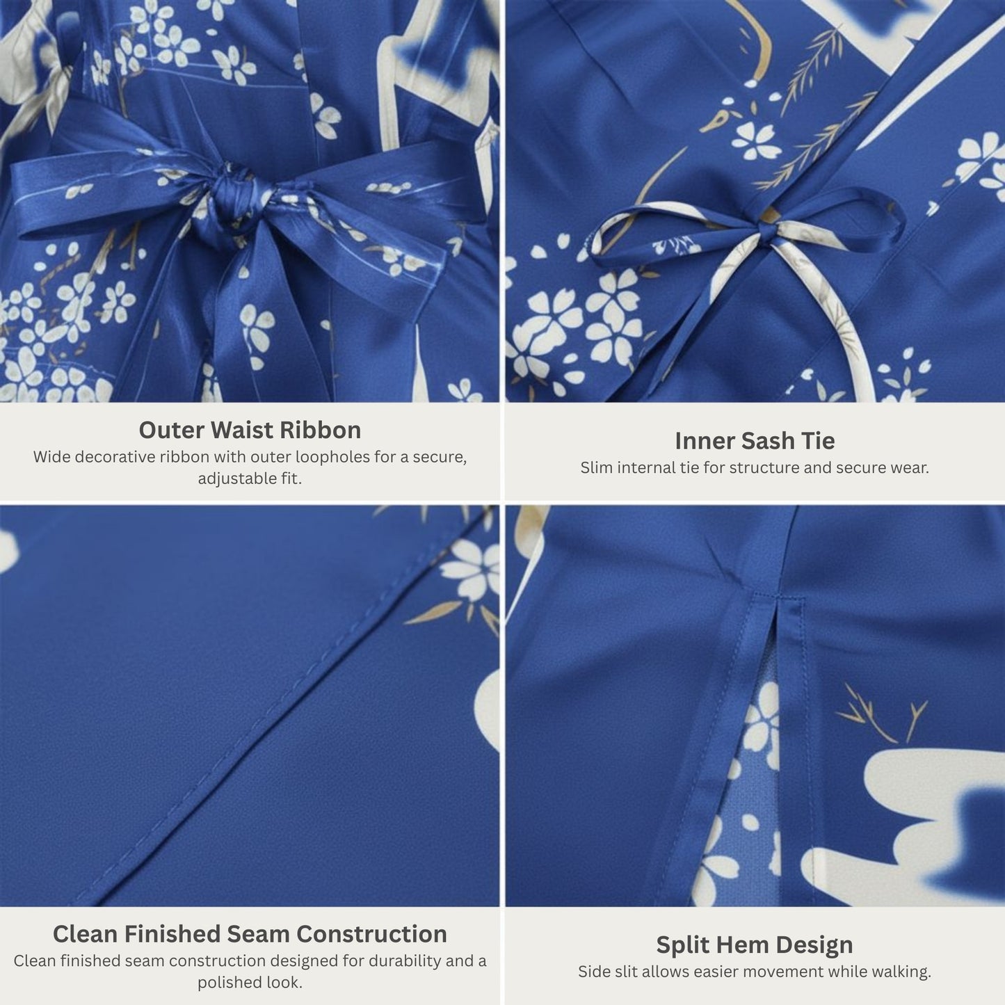 Women’s Lightweight Kimono-Style Robe, Japanese-Inspired Floral & Cloud Pattern, Cotton-Blend, One Size Fits Most