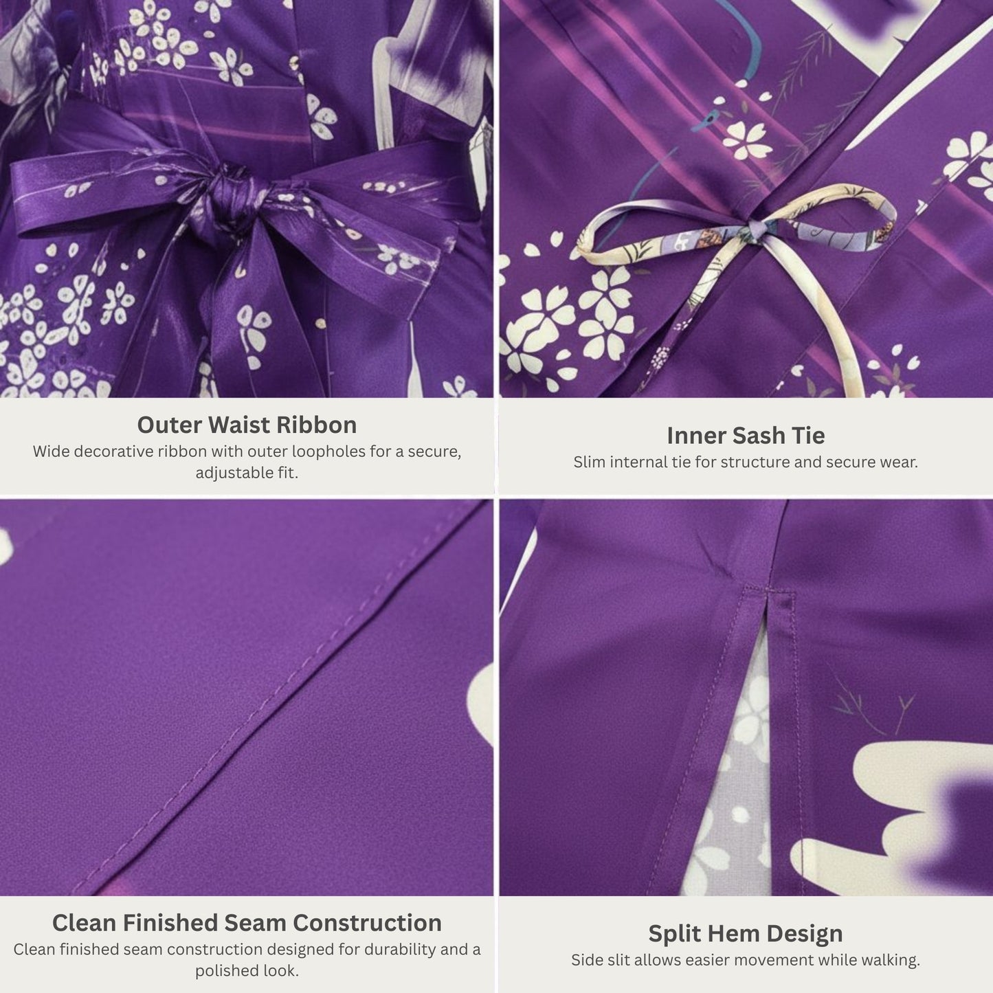 Women’s Lightweight Kimono-Style Robe, Japanese-Inspired Floral & Cloud Pattern, Cotton-Blend, One Size Fits Most