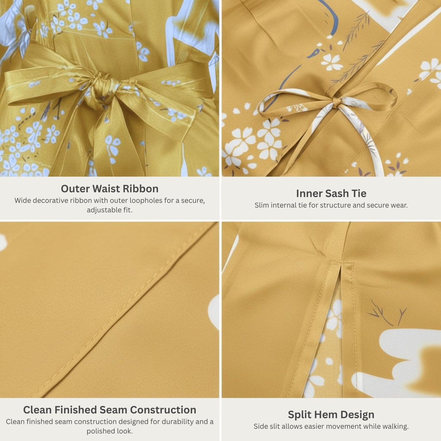 Women’s Lightweight Kimono-Style Robe, Japanese-Inspired Floral & Cloud Pattern, Cotton-Blend, One Size Fits Most