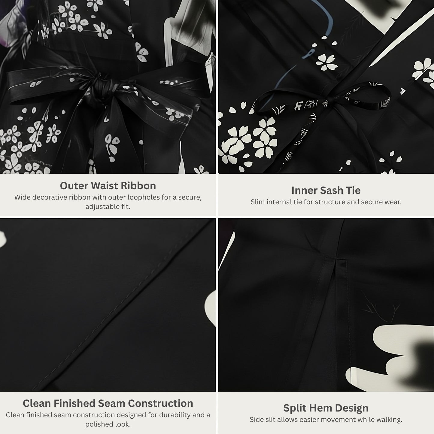 Women’s Lightweight Kimono-Style Robe, Japanese-Inspired Floral & Cloud Pattern, Cotton-Blend, One Size Fits Most