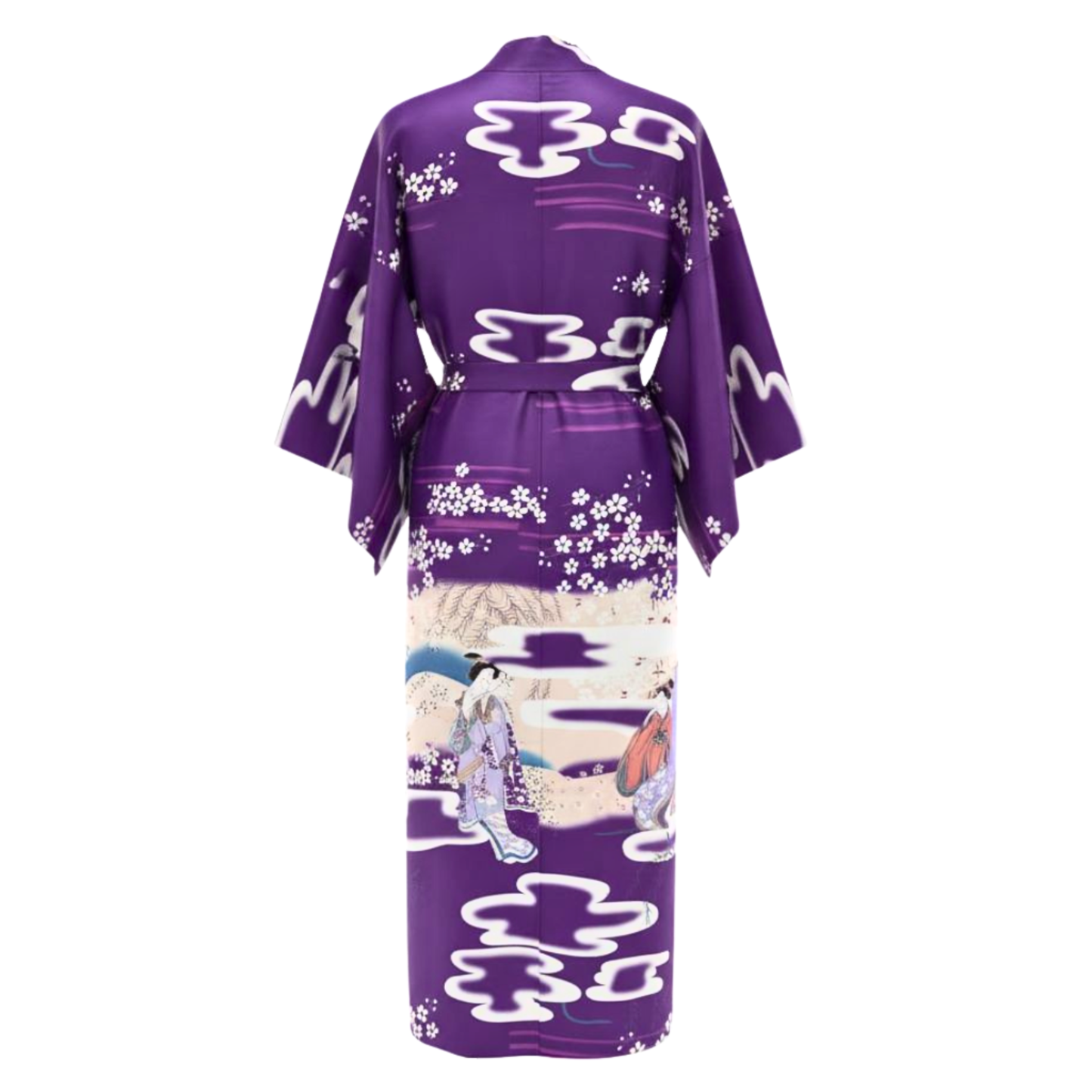 Women’s Lightweight Kimono-Style Robe, Japanese-Inspired Floral & Cloud Pattern, Cotton-Blend, One Size Fits Most