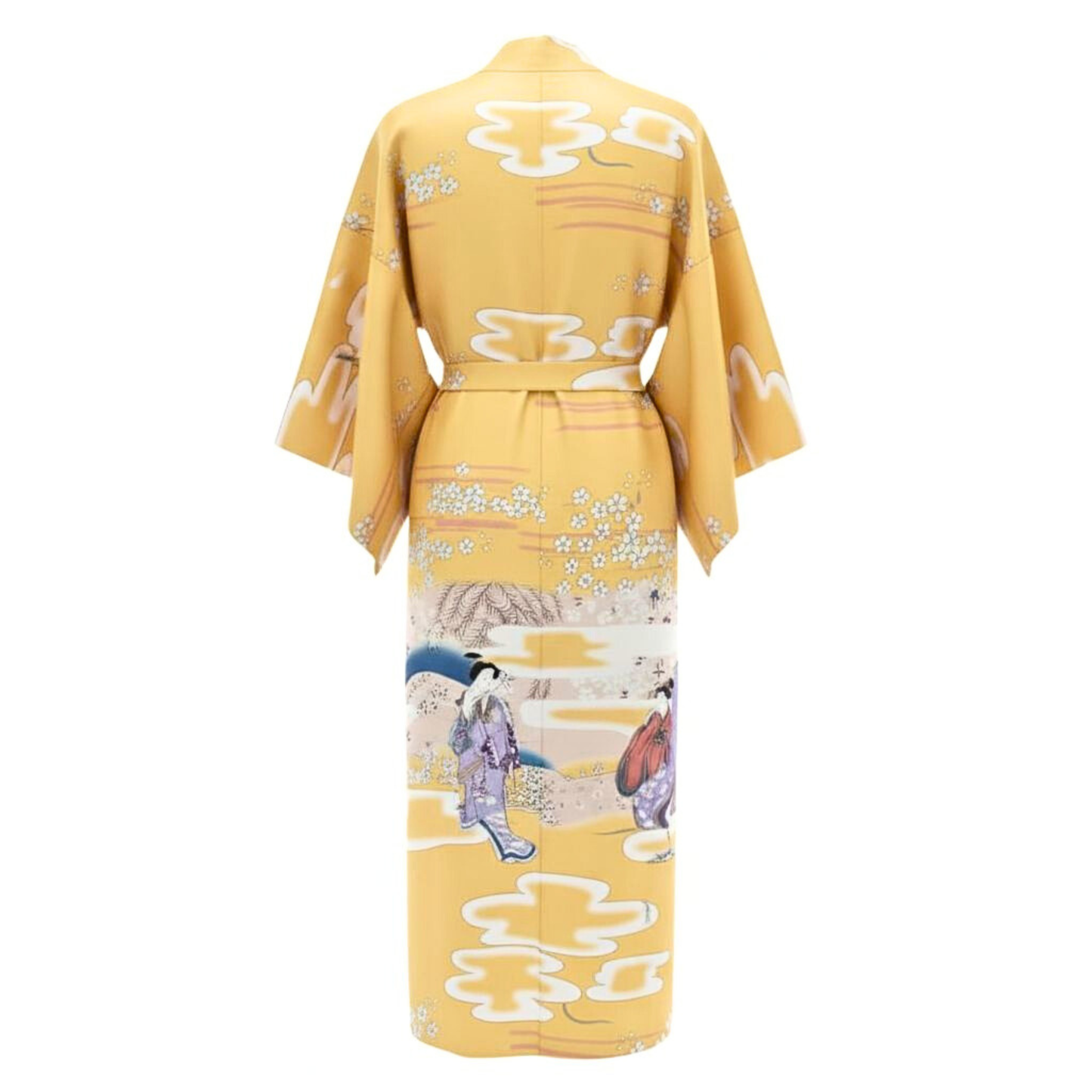 Women’s Lightweight Kimono-Style Robe, Japanese-Inspired Floral & Cloud Pattern, Cotton-Blend, One Size Fits Most