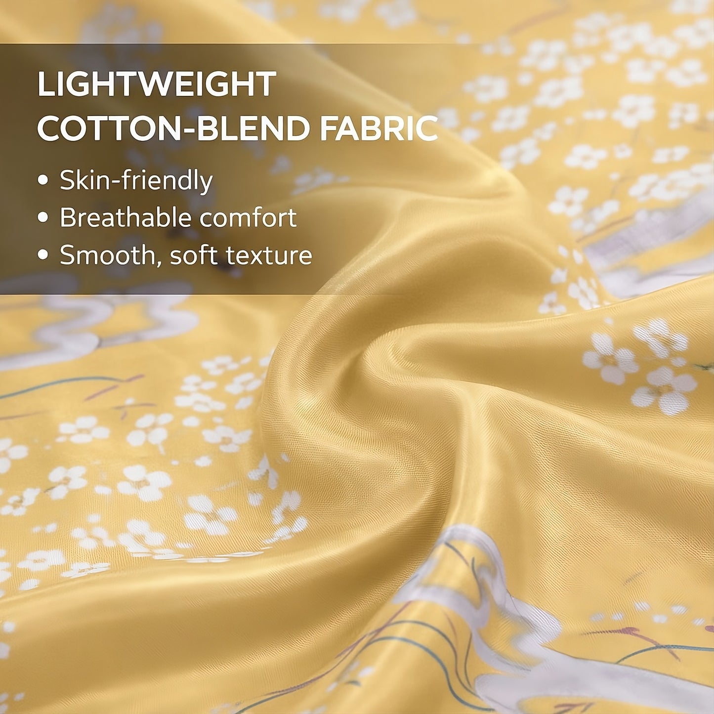 Women’s Lightweight Kimono-Style Robe, Japanese-Inspired Floral & Cloud Pattern, Cotton-Blend, One Size Fits Most